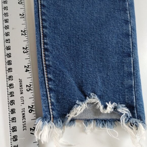 Levi's Wedgie Skinny Jeans Size 31 Blue High Rise Raw Hem Button Fly Ankle - Picture 11 of 13